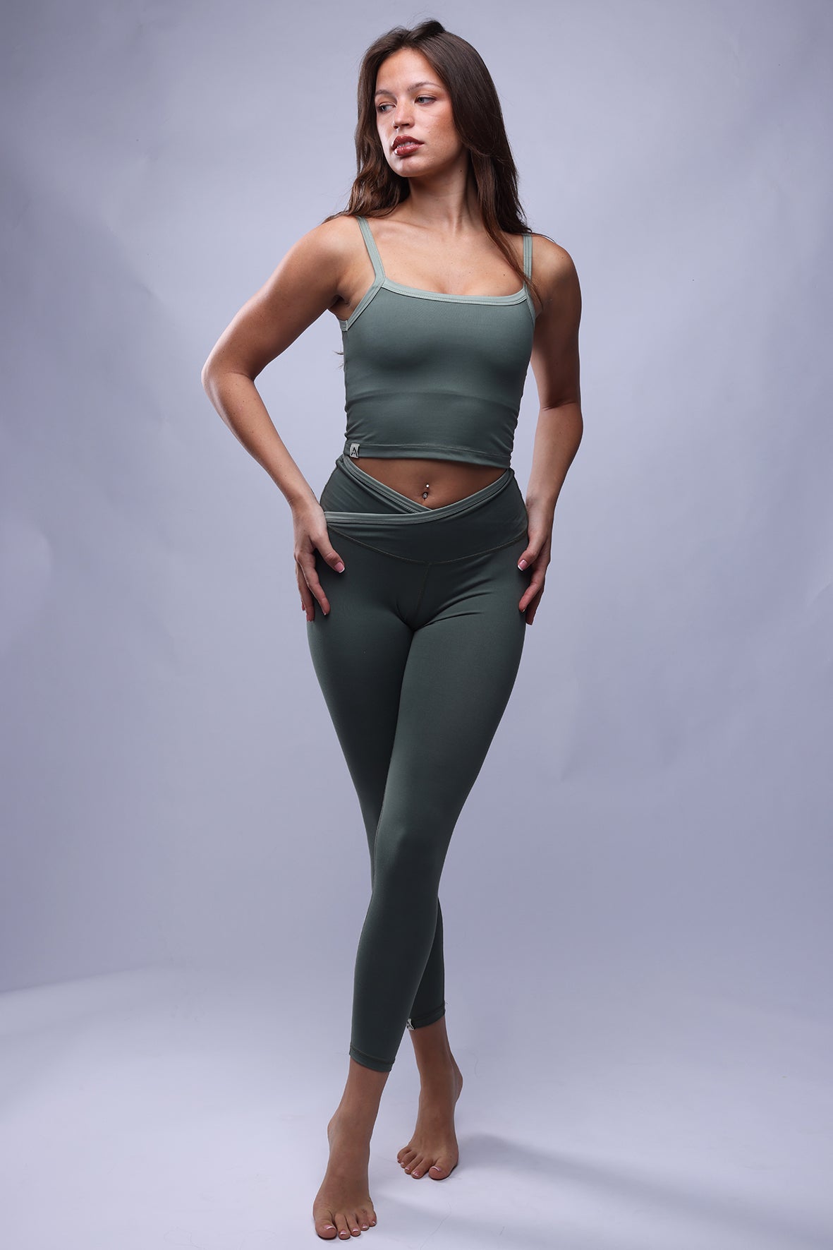 Wrap-Over Leggings - Pesto