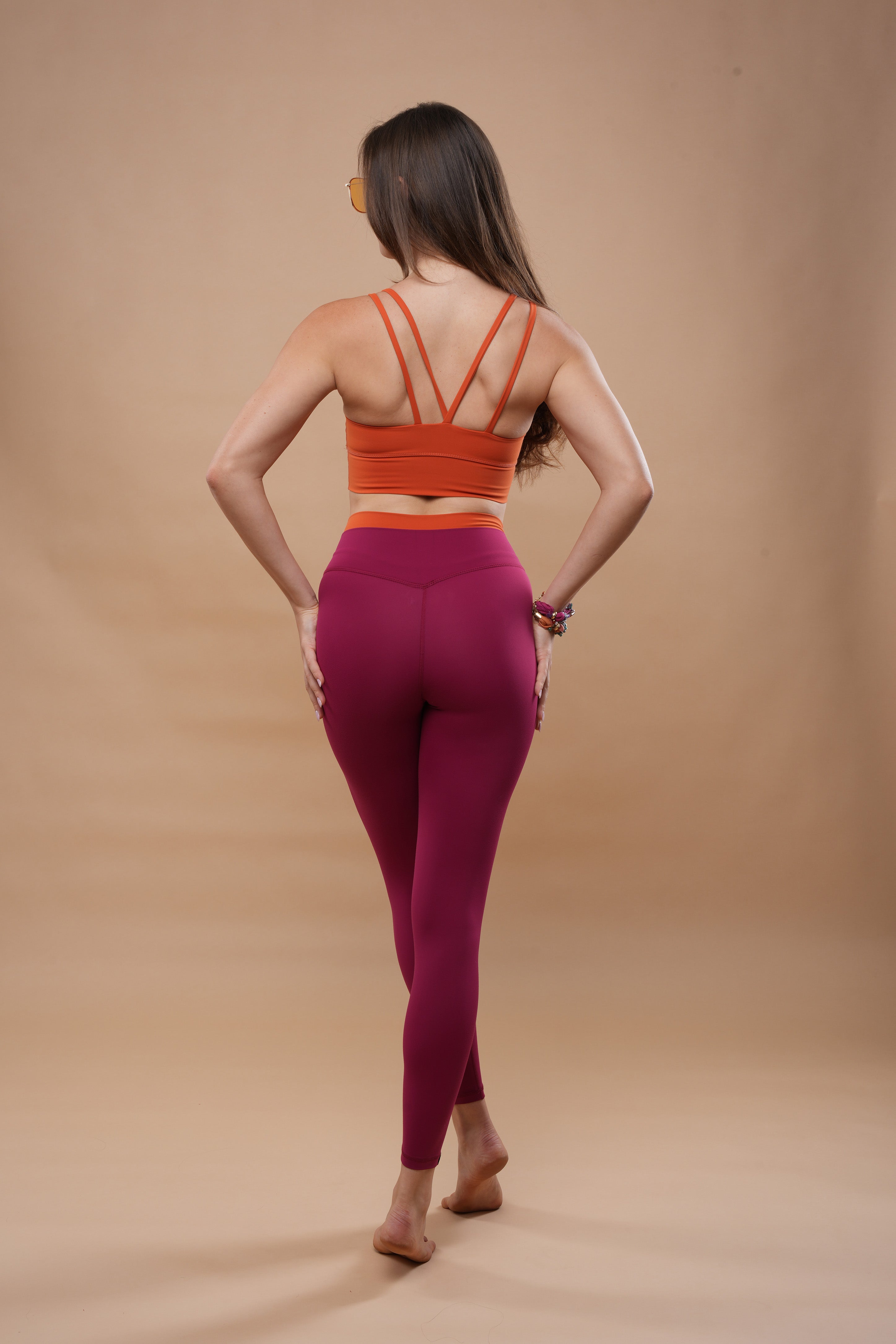 Double Waist Leggings - Sunset Magenta