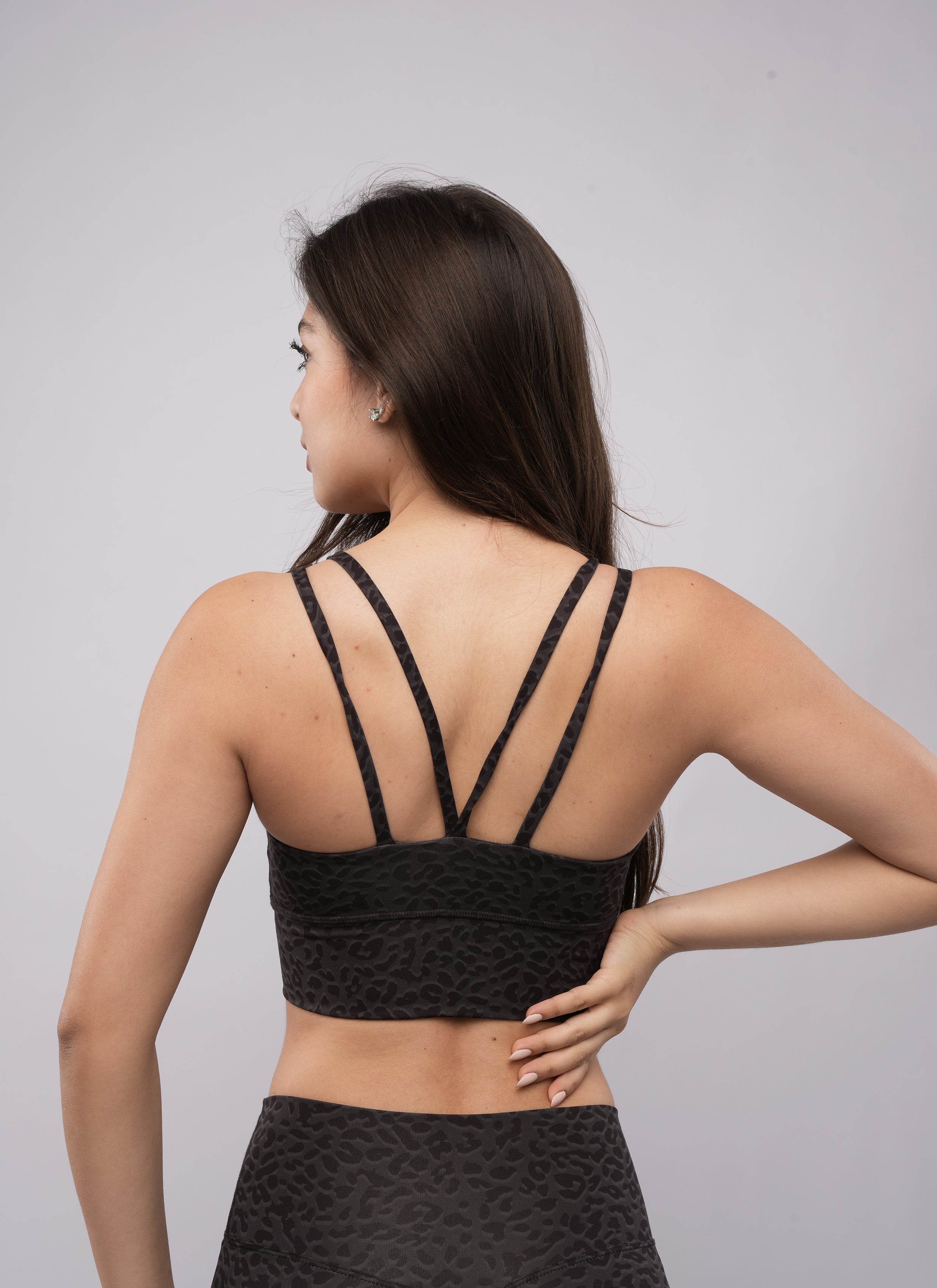 Long Bra - Grey Leopard