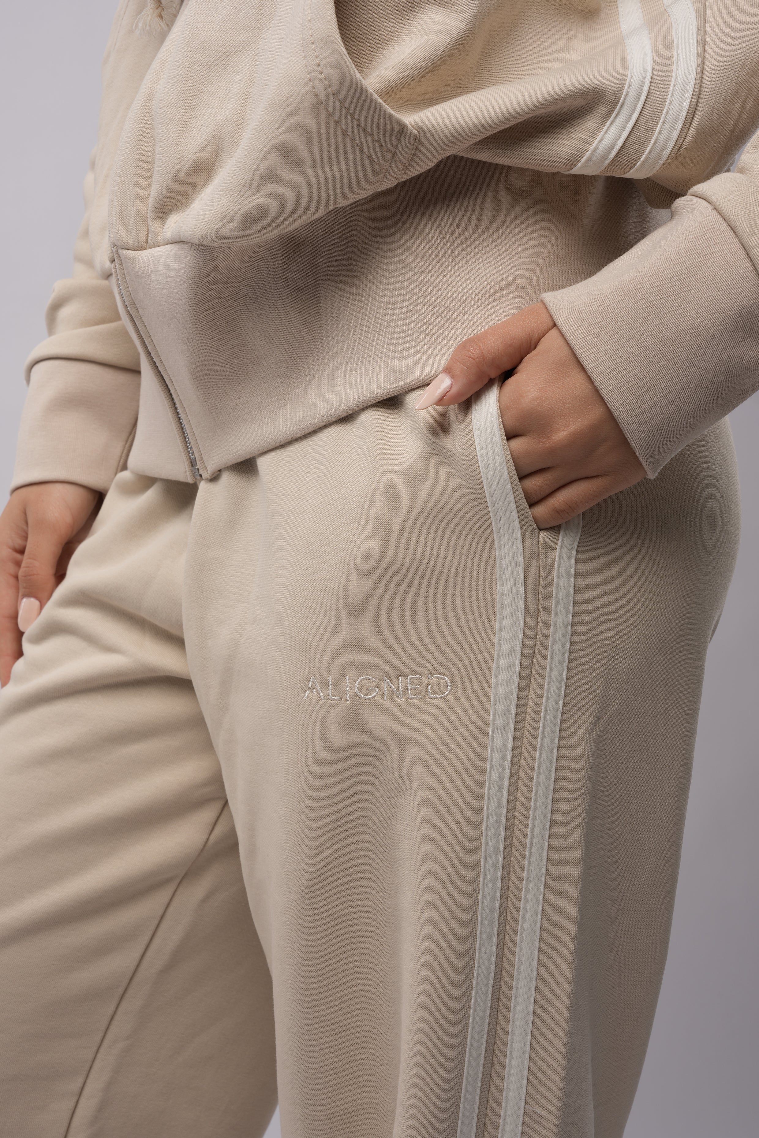 Straight Leg Joggers - Beige