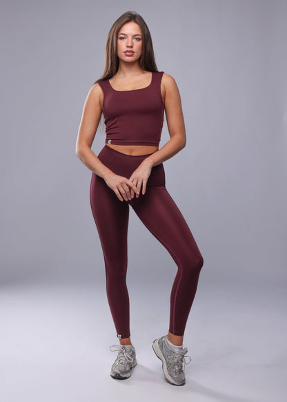 Piping Leggings - Deep Burgundy