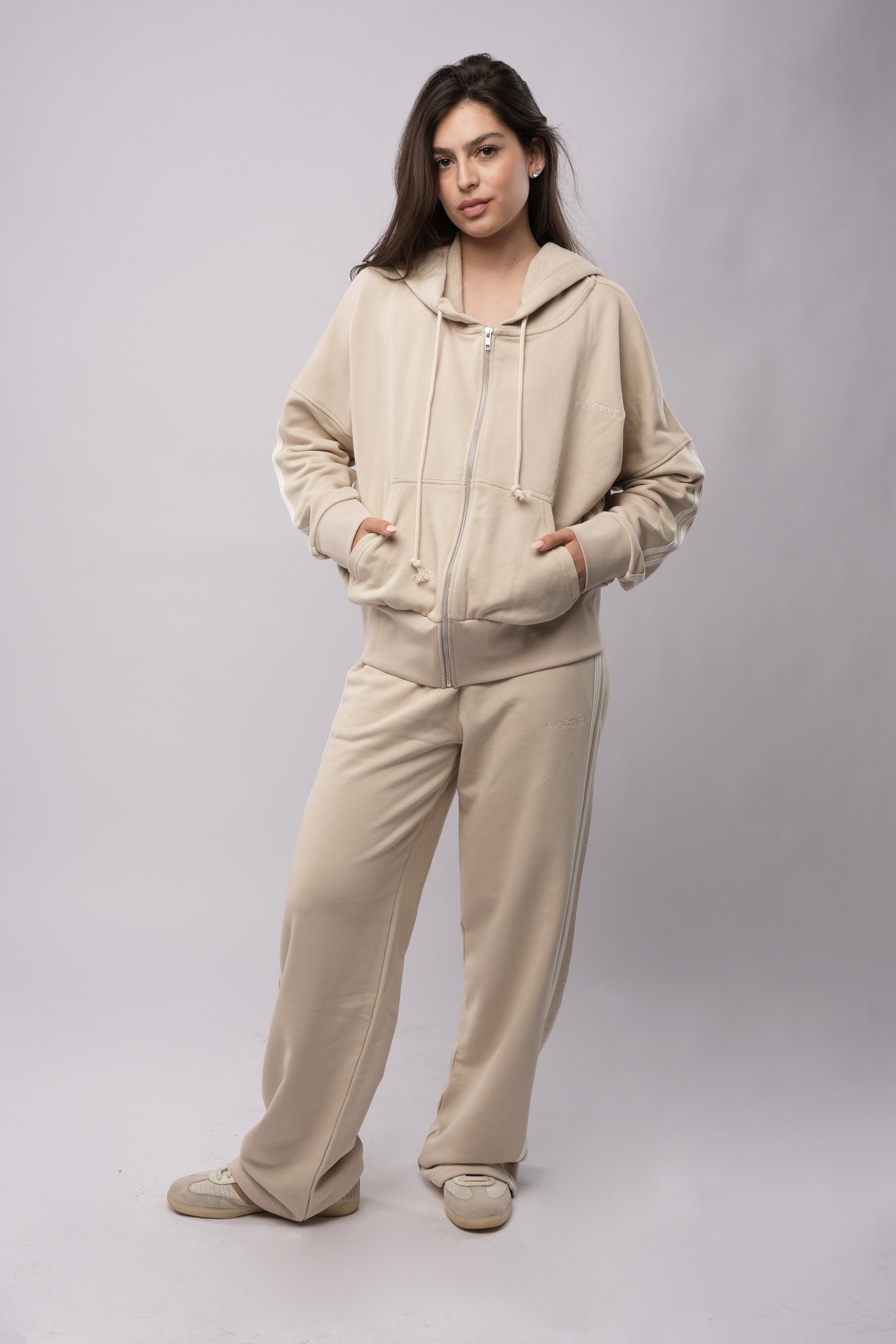 Straight Leg Joggers - Beige